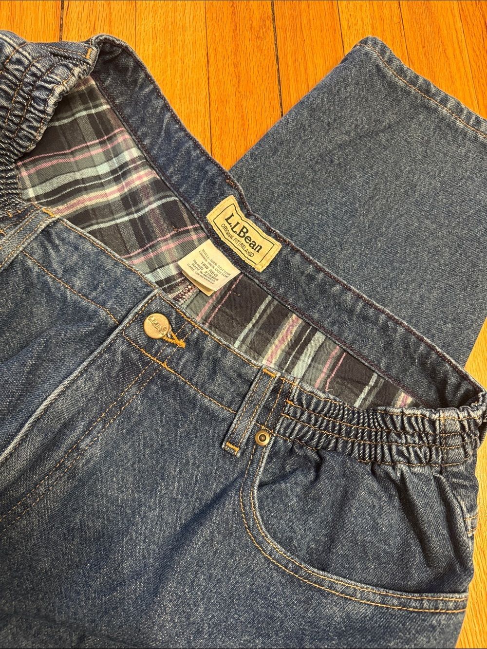 L.L. Bean Jeans Women's Flannel Lined 100% Cotton Elastic-Waist Denim 18W